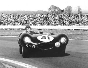Hamilton on the limit, as always – Jaguar D-Type, Goodwood, 1956