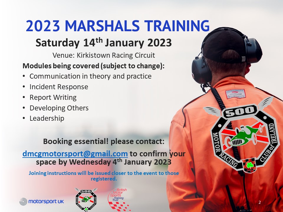 2023 Marshals Training Day 1 Booking Info