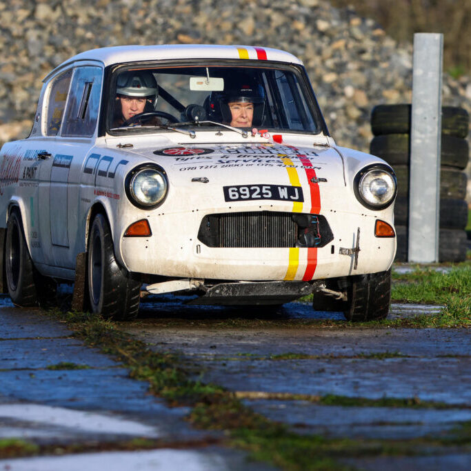 Mayor Karen Douglas with rally driver Olivia Chambers in her Ford Anglia. Image: Graham Baalham-Curry
